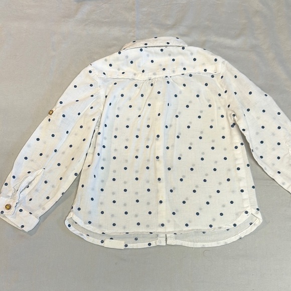 Zara White and Blue Button Down Shirt with Polka Dots - Picture 3 of 5